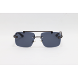 Cartier - 22510 - Wooden Gun Black - Metal - Rimless - Rectangle - Double Bridge - Sunglasses