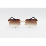 Cartier - 22456 - Golden Black Brown Gradient - Metal - Rimless - Rectangle - Sunglasses