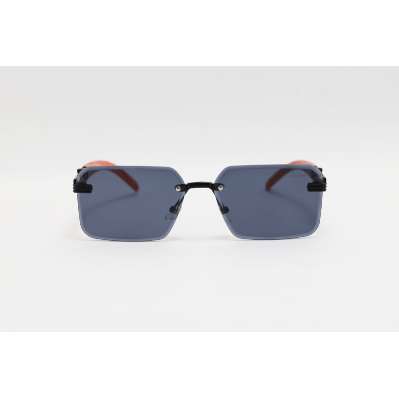 Cartier - 22512 - Wooden Black - Metal - Rimless - Rectangle - Sunglasses