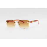 Cartier - 22512 - Wooden Golden Brown Gradient - Metal - Rimless - Rectangle - Sunglasses