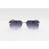 Cartier - 22512 - Wooden Golden Purple Gradient - Metal - Rimless - Rectangle - Sunglasses