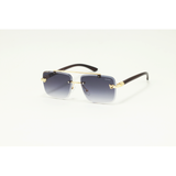 Cartier - 22510 - Wooden Golden Black Gradient - Metal - Rimless - Rectangle - Double Bridge - Sunglasses
