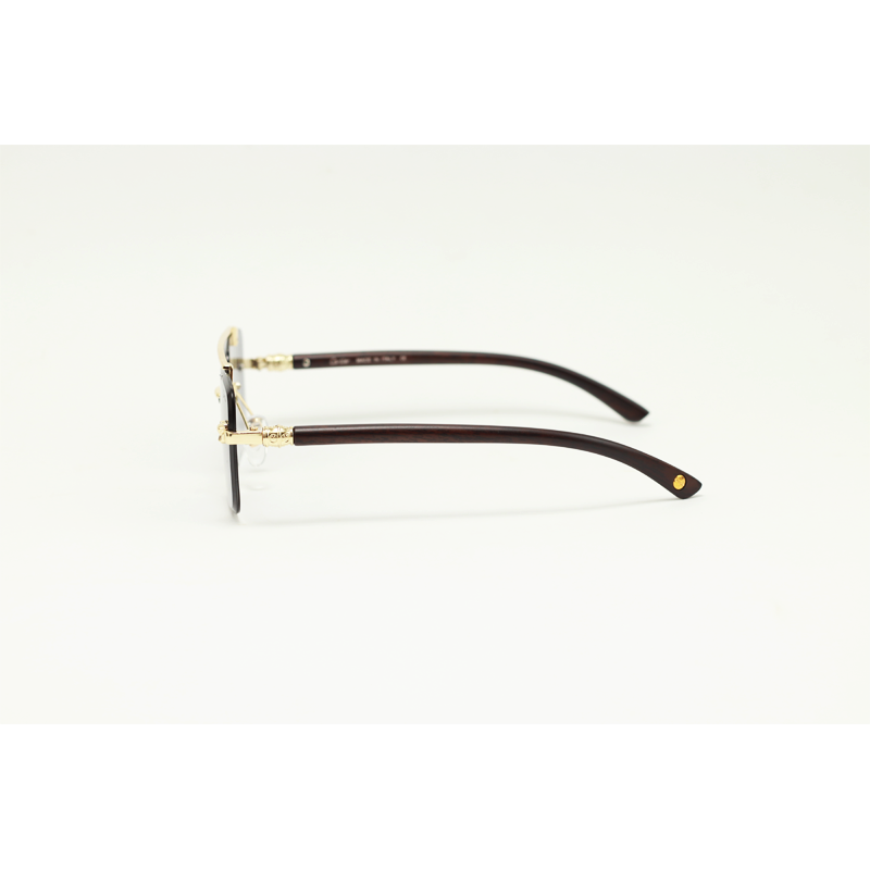 Cartier - 22510 - Wooden Golden Black Gradient - Metal - Rimless - Rectangle - Double Bridge - Sunglasses