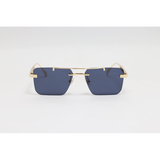 Cartier - 3147 - Golden Black - Metal - Rectangle - Double Bridge - Rimless - Sunglasses