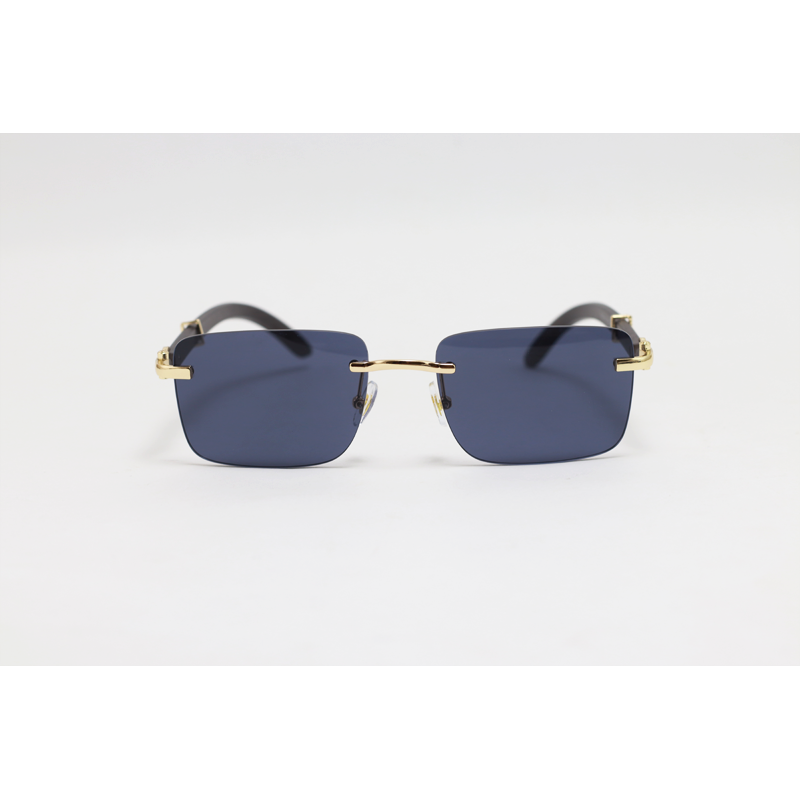Cartier - 3011 - Wooden Golden Black - Metal - Rectangle - Rimless - Sunglasses