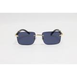 Cartier - 3011 - Wooden Golden Black - Metal - Rectangle - Rimless - Sunglasses