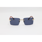 Cartier - 3164 - Golden Black - Metal - Double Bridge - Rectangle - Rimless - Sunglasses