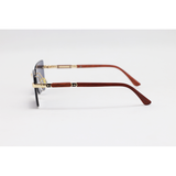 Cartier - 3164 - Golden Black - Metal - Double Bridge - Rectangle - Rimless - Sunglasses