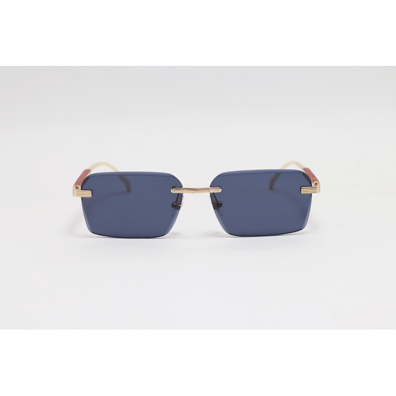 Cartier - 3192 - Golden Black - Metal - Double Bridge - Rectangle - Rimless - Sunglasses