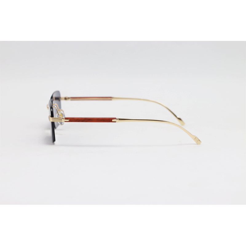 Cartier - 3192 - Golden Black - Metal - Double Bridge - Rectangle - Rimless - Sunglasses