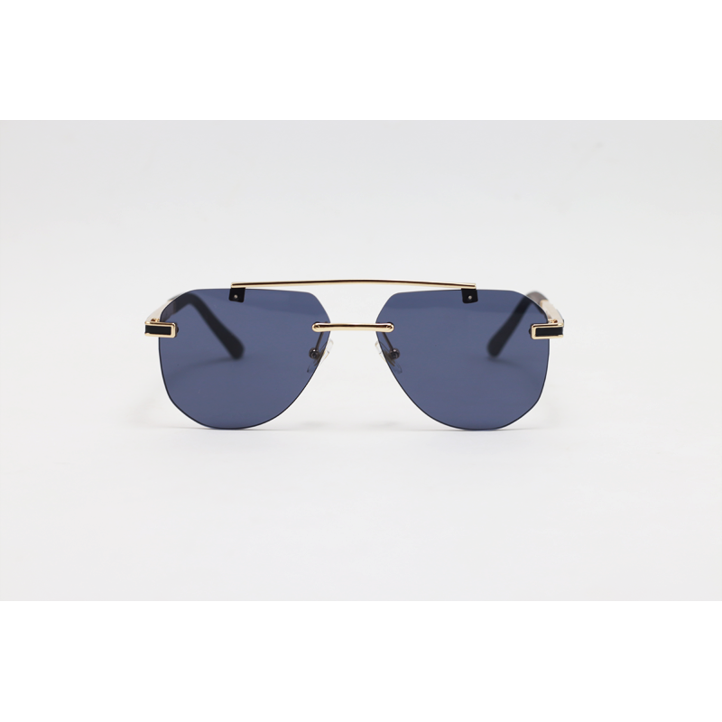 May Bach - 3153 - Golden Black - Metal - Double Bridge - Aviator - Rimless - Sunglasses