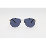 May Bach - 3153 - Golden Black - Metal - Double Bridge - Aviator - Rimless - Sunglasses