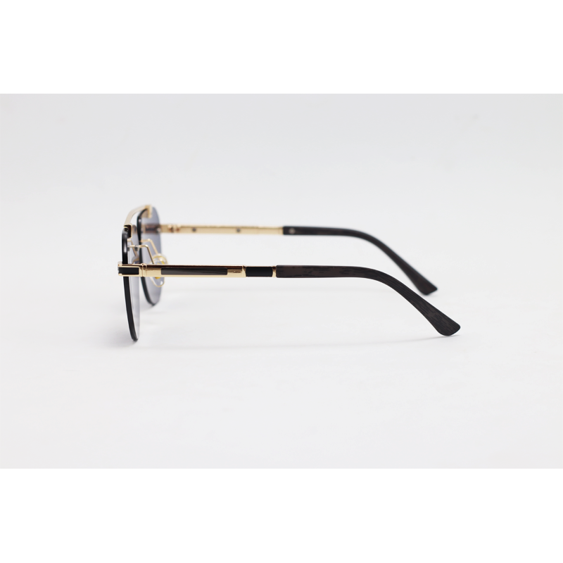 May Bach - 3153 - Golden Black - Metal - Double Bridge - Aviator - Rimless - Sunglasses