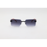 Cartier - 22512 - Wooden Black Gradient - Metal - Rimless - Rectangle - Sunglasses