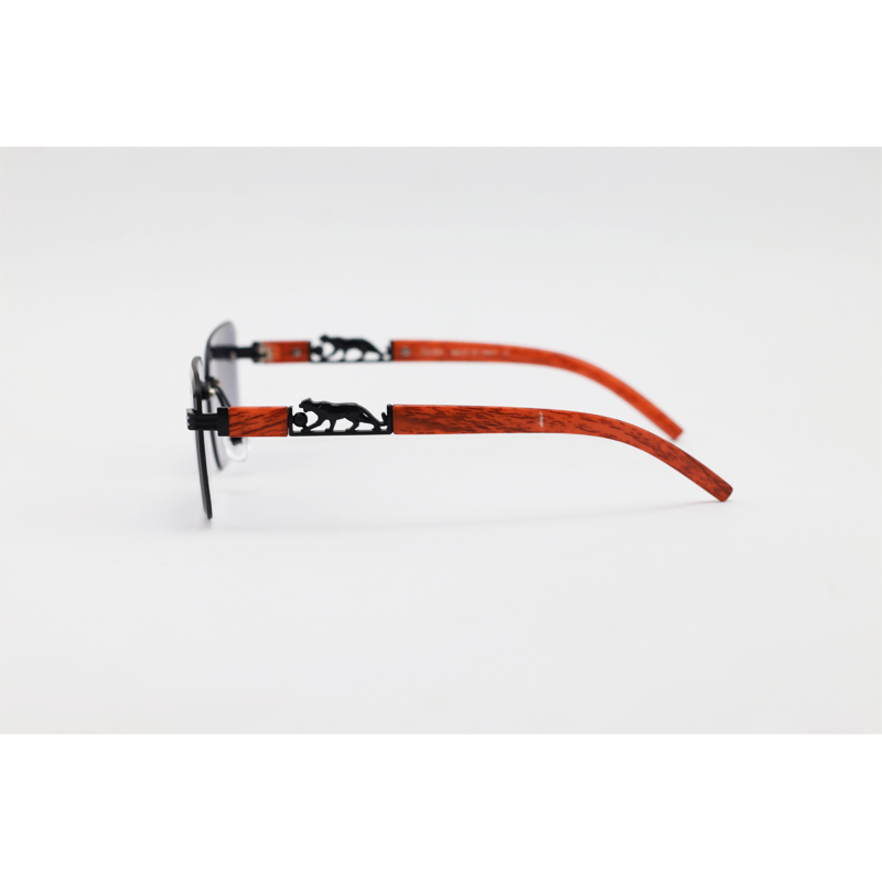 Cartier - 22512 - Wooden Black Gradient - Metal - Rimless - Rectangle - Sunglasses