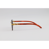 Cartier - 2808 - Wooden Golden Blue Havana - Metal - Rectangle - Rimless - Sunglasses