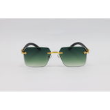 Cartier - 2808 - Wooden Golden Green Gradient - Metal - Rectangle - Rimless - Sunglasses