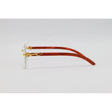 Cartier - 2808 - Wooden Golden - Metal - Rectangle - Blue Cut - Rimless - Eyewear