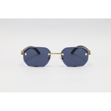 Cartier - 3050 - Wooden Golden Black - Metal - Octagonal - Rimless - Sunglasses