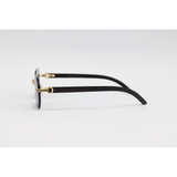 Cartier - 3050 - Wooden Golden Black - Metal - Octagonal - Rimless - Sunglasses