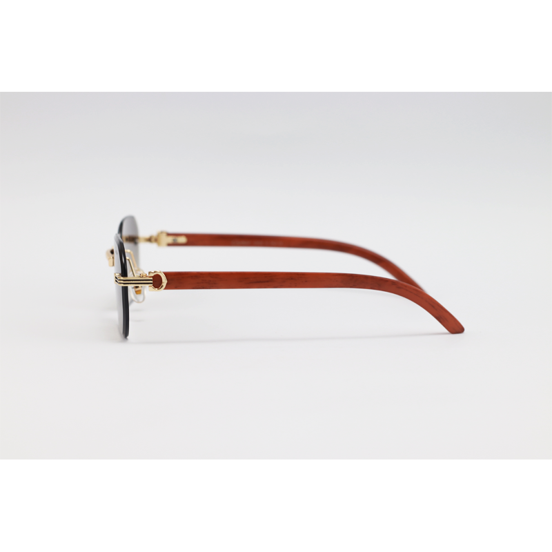 Cartier - 3050 - Wooden Golden Brown Gradient - Metal - Octagonal - Rimless - Sunglasses