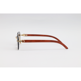 Cartier - 3050 - Wooden Golden Brown Gradient - Metal - Octagonal - Rimless - Sunglasses