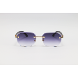 Cartier - 3050 - Wooden Golden Purple Gradient - Metal - Octagonal - Rimless - Sunglasses