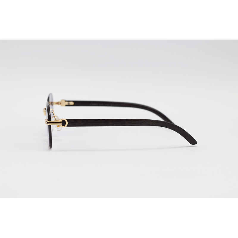 Cartier - 3050 - Wooden Golden Purple Gradient - Metal - Octagonal - Rimless - Sunglasses