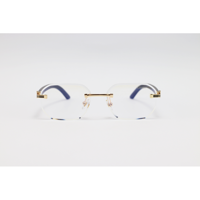 Cartier - 3050 - Wooden Golden - Metal - Octagonal - Rimless - Eyewear