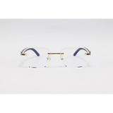 Cartier - 3050 - Wooden Golden - Metal - Octagonal - Rimless - Eyewear