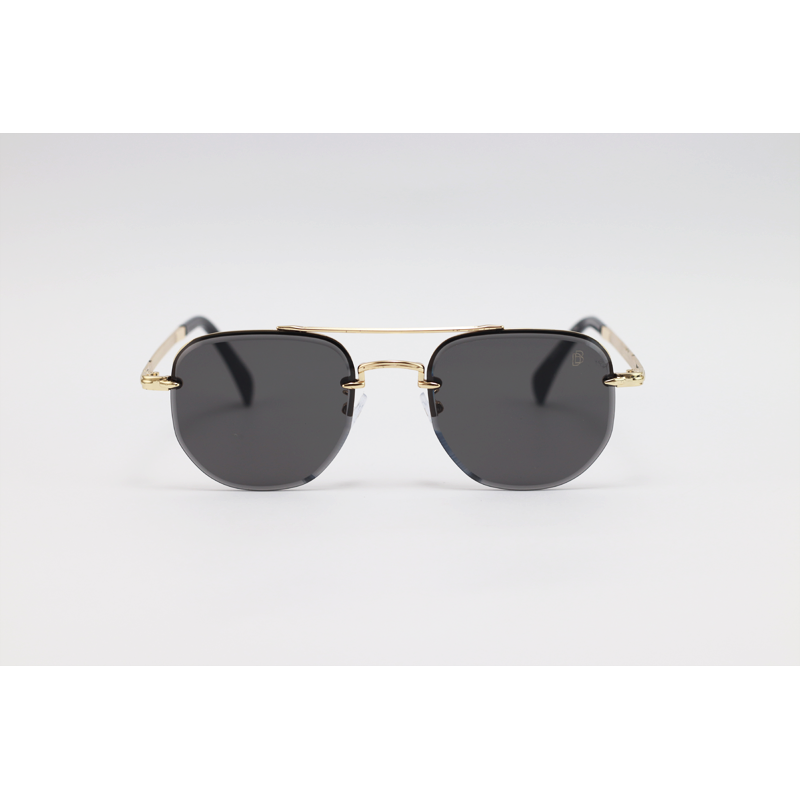 David Beckham - 2846 - Golden Black - Metal - Double Bridge - Half Rim - Square - Sunglasses