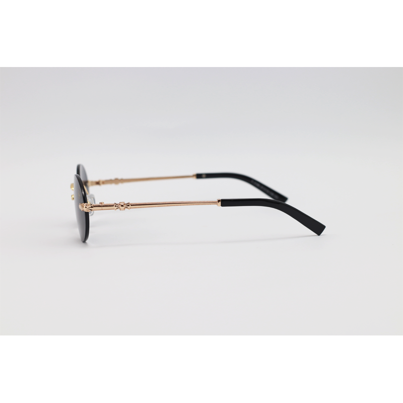 Fleur Di Lis - 3186 - Golden Black - Metal - Rimless - Oval - Sunglasses