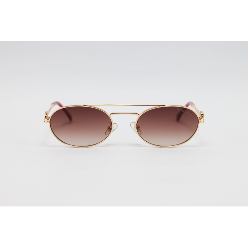 Miu Miu - 5G88 - Golden Brown Gradient - Metal - Double Bridge - Oval - Sunglasses