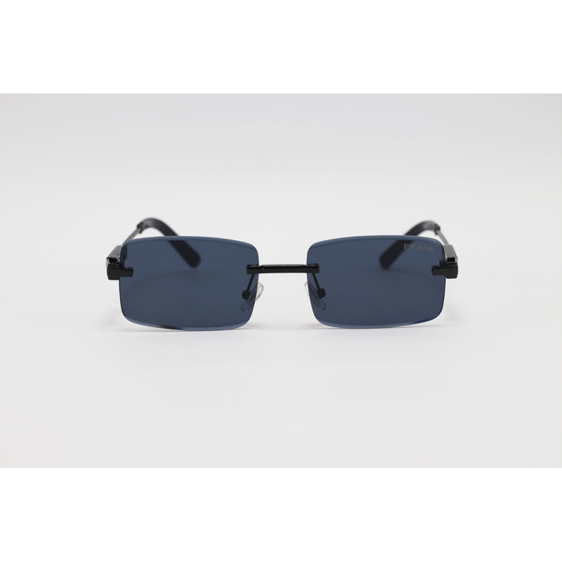 Prada - 5G74 - Black - Metal - Rimless - Rectangle - Sunglasses