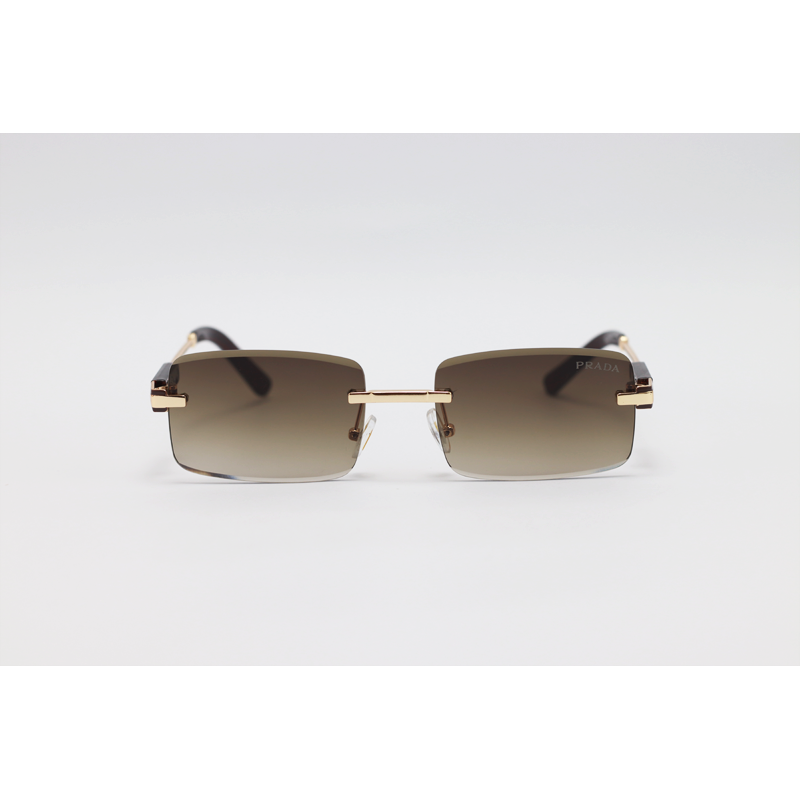 Prada - 5G74 - Golden Brown Gradient - Metal - Rimless - Rectangle - Sunglasses