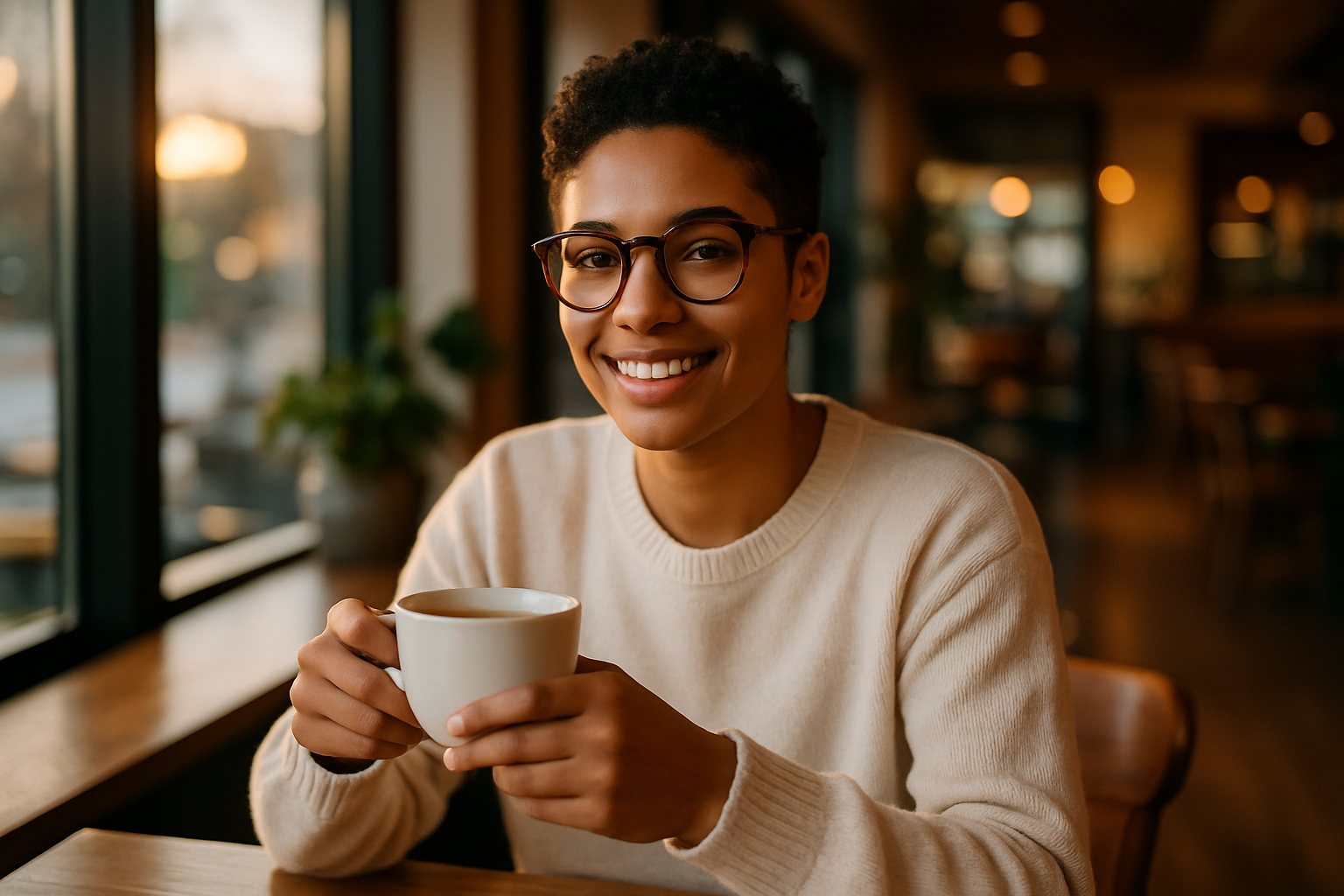 Lifestyle photo of someone wearing sunglasses/eyeglasses
