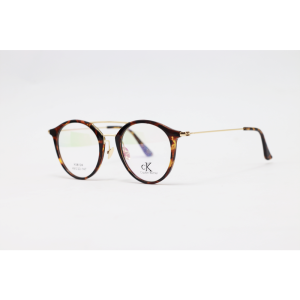 Calvin Klein - 58124 - Golden Tortoise - Acetate - Metal - Double Bridge - Round - Eyewear