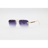Cartier - 3148 - Golden Purple Gradient - Metal - Rectangle - Double Bridge - Rimless - Sunglasses