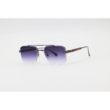 Cartier - 3148 - Gun Metallic Purple Gradient - Metal - Rectangle - Double Bridge - Rimless - Sunglasses