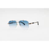 Chopard - 3170 - Silver Blue Gradient - Metal - Aviator - Double Bridge - Rimless - Sunglasses