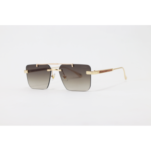 Cartier - 3147 - Golden Brown Gradient - Metal - Rectangle - Double Bridge - Rimless - Sunglasses