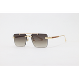Cartier - 3147 - Golden Brown Gradient - Metal - Rectangle - Double Bridge - Rimless - Sunglasses