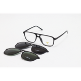 Dior - 25009 - Black - Acetate - Rectangle - Double Bridge - Dual - Attachment - Polarized - Eyewear - Sunglasses