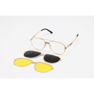 Dior - 7037 - Golden - Metal - Blue Cut - Dual - Polarized - Attachment - Eye Wear - Sunglasses