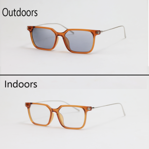 Moscot - 8211 - Orange Translucent - Acetate - Metal - Transition - Blue Cut - Rectangle - Eyewear