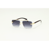 Cartier - 22510 - Wooden Golden Black Gradient - Metal - Rimless - Rectangle - Double Bridge - Sunglasses