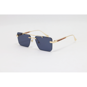 Cartier - 3147 - Golden Black - Metal - Rectangle - Double Bridge - Rimless - Sunglasses