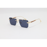 Cartier - 3147 - Golden Black - Metal - Rectangle - Double Bridge - Rimless - Sunglasses