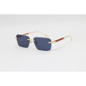 Cartier - 3192 - Golden Black - Metal - Double Bridge - Rectangle - Rimless - Sunglasses
