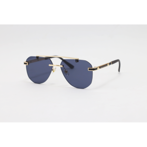 May Bach - 3153 - Golden Black - Metal - Double Bridge - Aviator - Rimless - Sunglasses